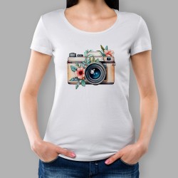 Дамска тениска - Фотоапарат с цветя